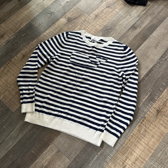 Vineyard Vines blue + white stripe nautical cashmere blend sweater size XS - Picture 4 of 6